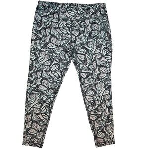 Danskin | Grey and Mint Butterfly Leggings | Size XL